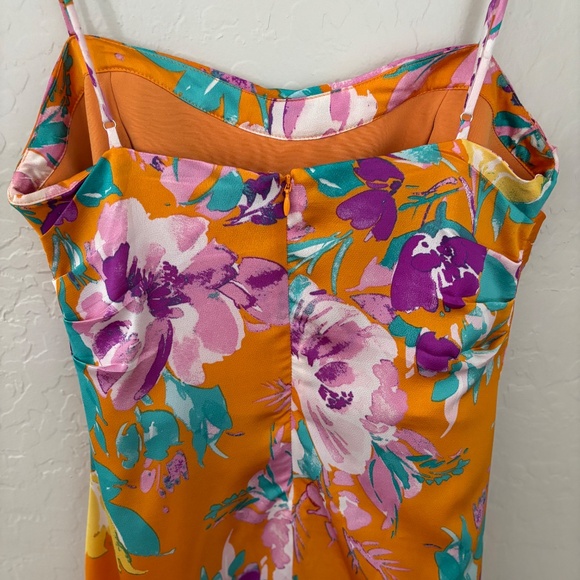 ASTR the Label Cerinthe Satin Floral Mini Dress in Orange - Picture 12 of 17